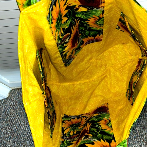 HAND CRAFTED Tote Bag Fabric Sunflower 6 Pockets Special Request teresaaustin585 - Picture 6 of 6